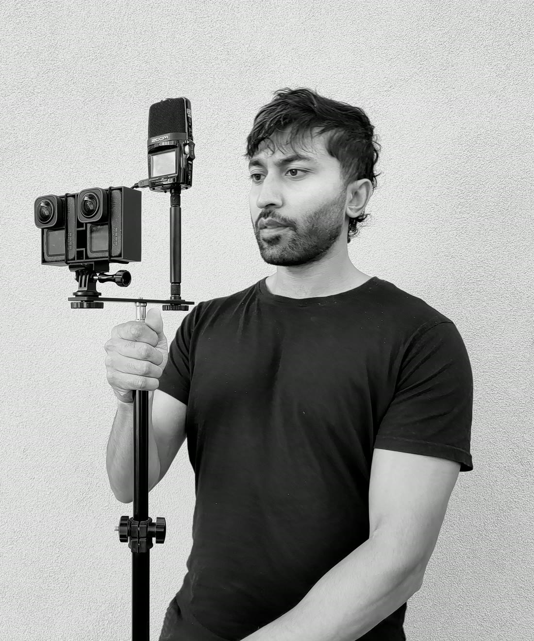 David holding the ReliVR camera rig