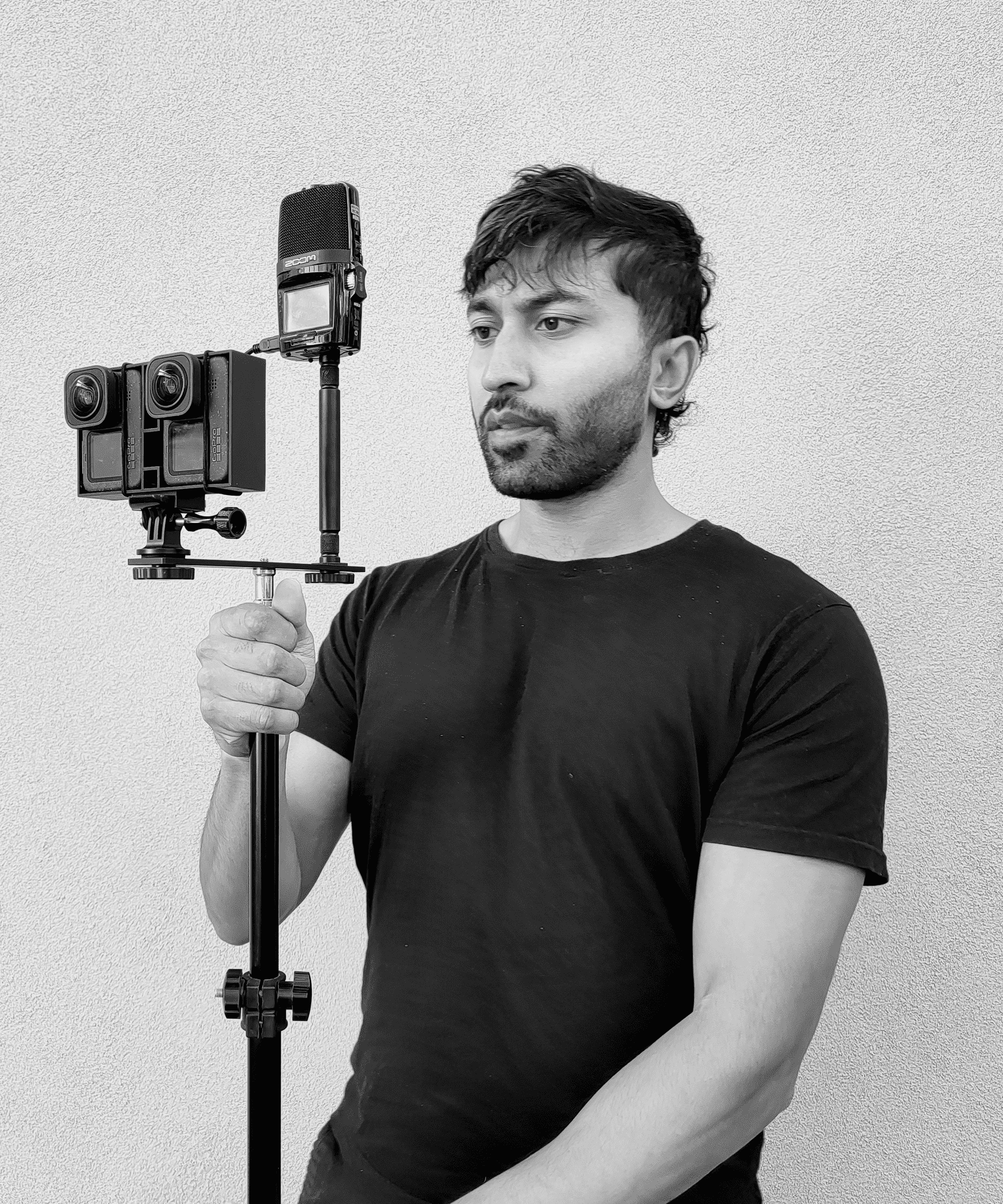 David holding the ReliVR camera rig